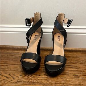 Aldo Black Strappy Platform Heels